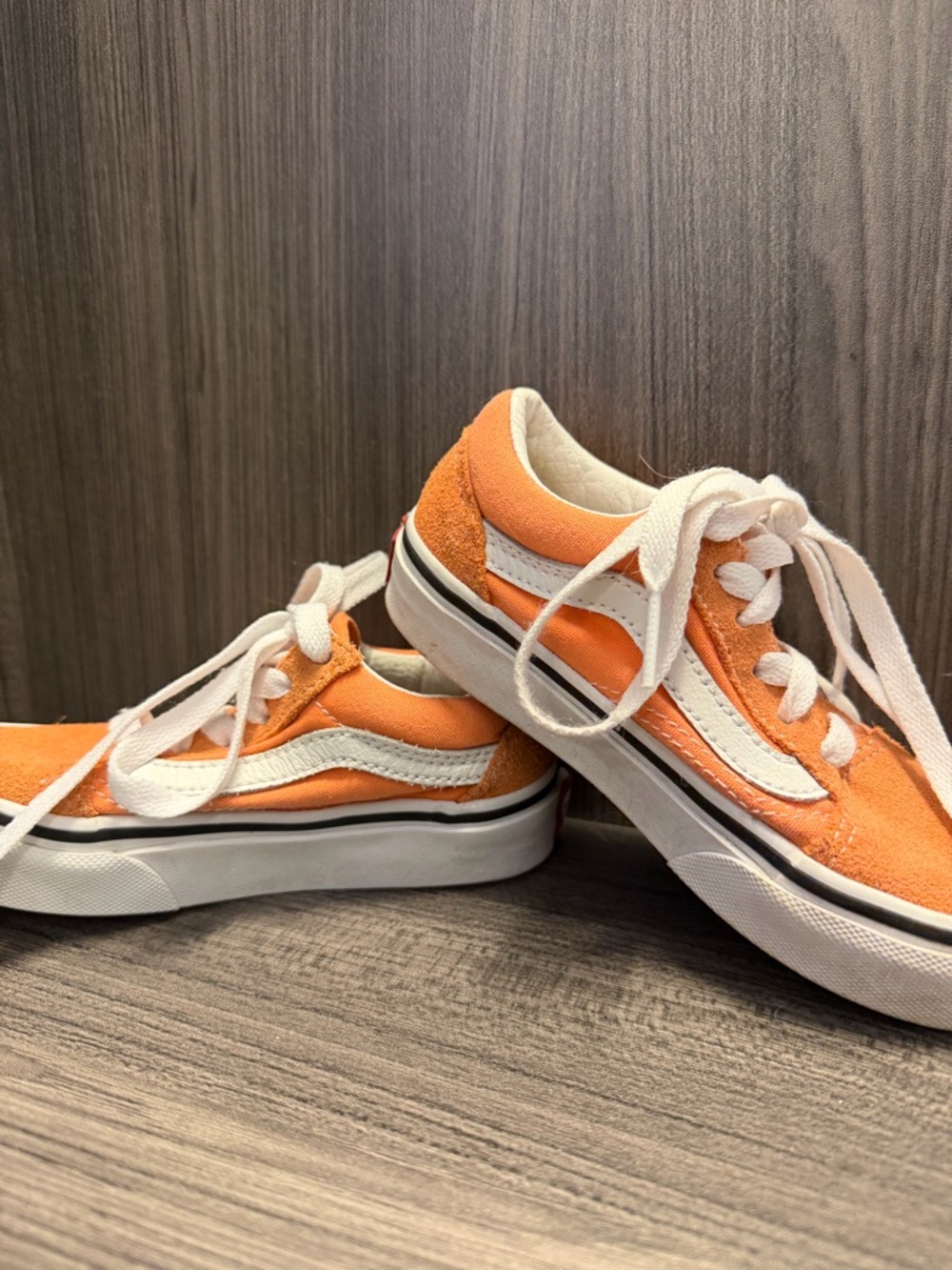 Vans Kids Orange and White Old Skool Sneakers